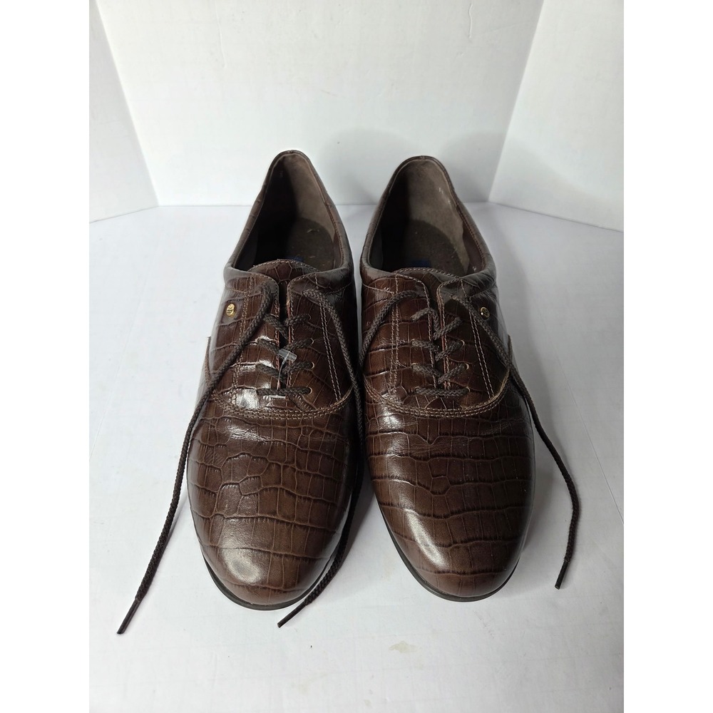 Easy‎ Spirit JPMOTION Mens Brown Croc Embossed Leather Anti-Gravity Oxfords 11